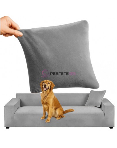 Калъф за ъглов и прав диван еластичен кадифе в зелено, сив и бежов 190-230см